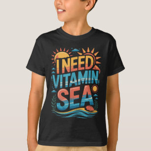 Camiseta Necesito vitamina mar vibraciones de vacaciones de