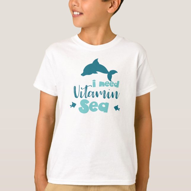 Camiseta Necesito Vitamina Sea, Delfín, Pescado, Mar, Vacac (Anverso)