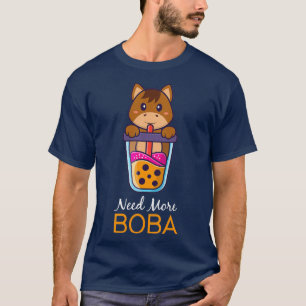 Camiseta Need more boba Cute horse enjoying Bubble Tea