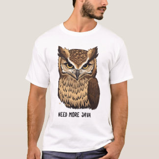 Camiseta Need More Java Owl Coffee T-shirt  Funny Owl 