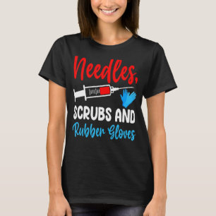 Camiseta Needles Scrubs Rubber Guantes Phlebotomist Vintage