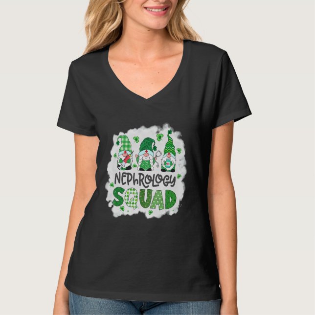 Camiseta Nefrología blanqueada Gnomies St Patricks Day (Anverso)