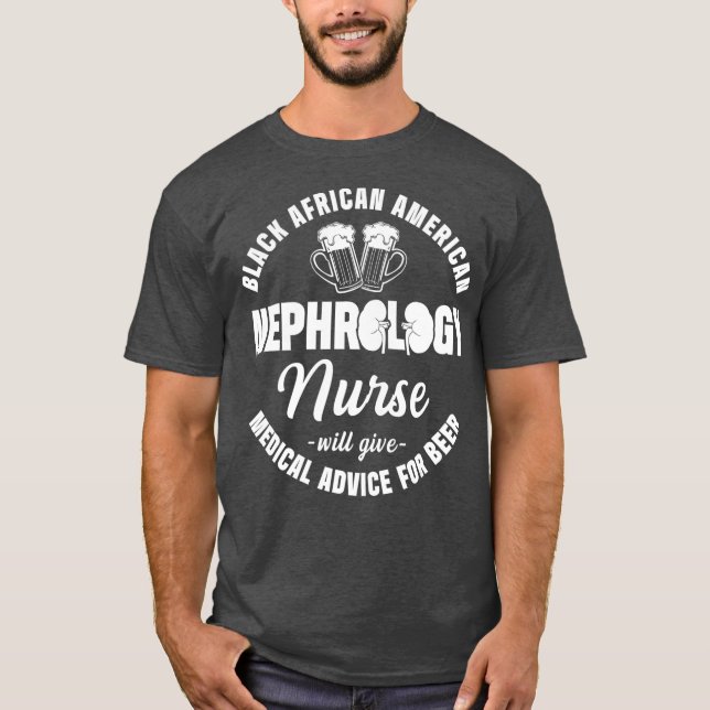 Camiseta Nefrología Enfermera Africano Negro Para Diálisis  (Anverso)