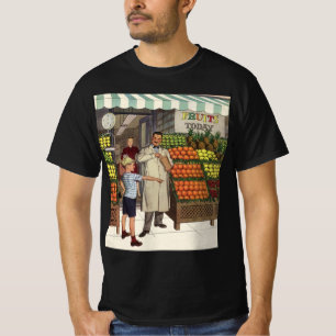 Camiseta Negocio Antiguo, Frutería con Tendero y Niño