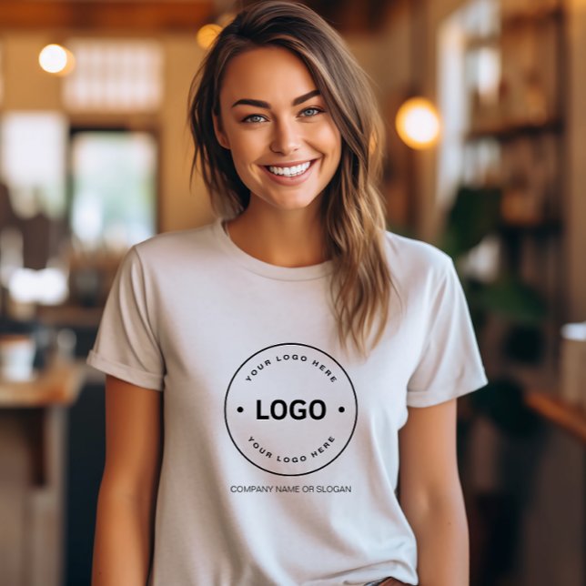 Camiseta Negocio de Logo Personalizado (Create your own custom logo and slogan business t-shirt by MINTIC DESIGN STUDIO)