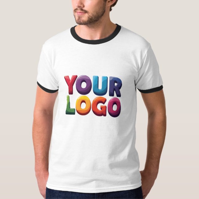 Camiseta Negocio Simple de Logotipo y Texto Personalizado (Anverso)