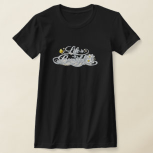Camiseta negra ajustada Life is Beautiful