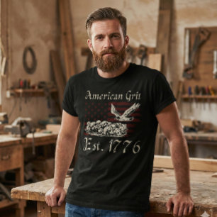 Camiseta negra American Grit Est 1776 Eagle