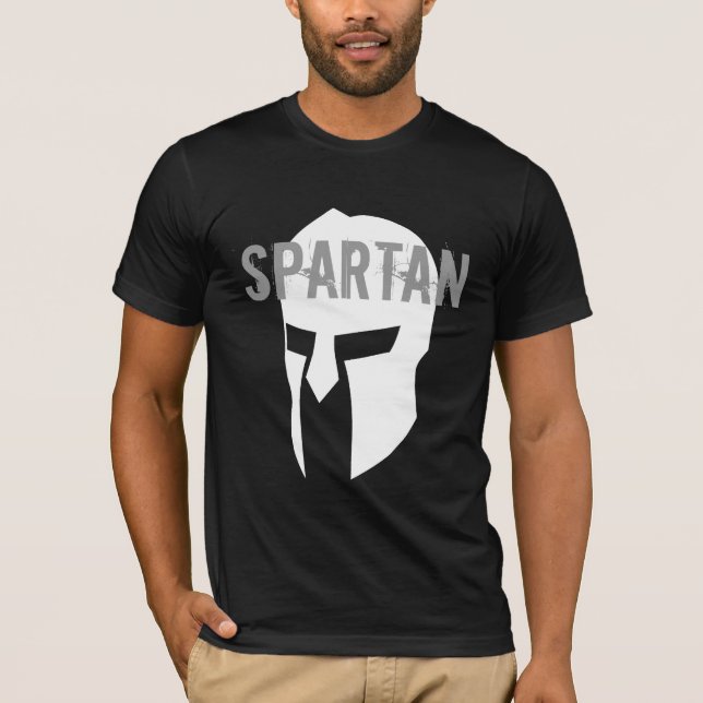 Camiseta negra americana básica espartano (Anverso)
