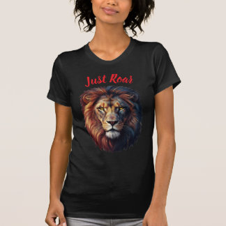 Camiseta Negra Artística Solo Rugido Cabeza de Leó