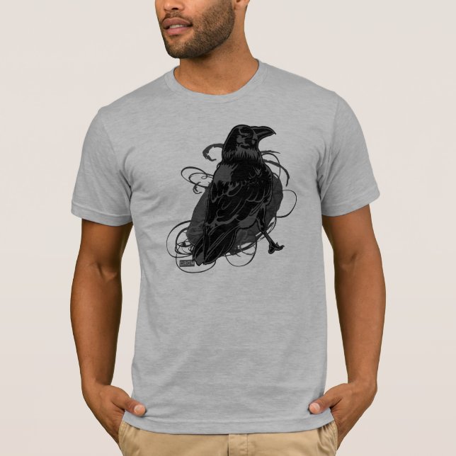 Camiseta negra artística urbana de LoneCrow (Anverso)