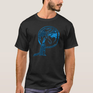 Camiseta negra azul Wolf & Dragon