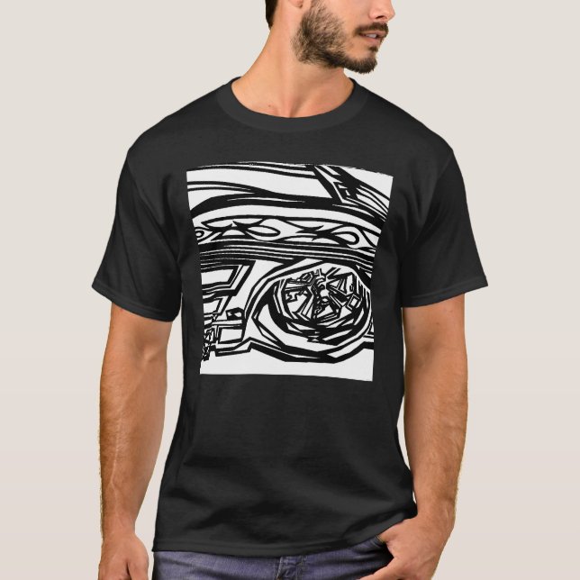camiseta negra B&W con corvette B&W (Anverso)