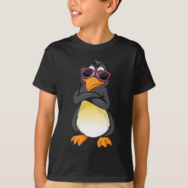 Camiseta negra básica de un niño pingüino de Guay (Anverso)