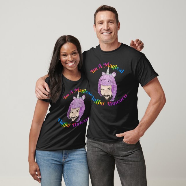 Camiseta negra básica de Unicornio de flauta mágic (Unisexo)