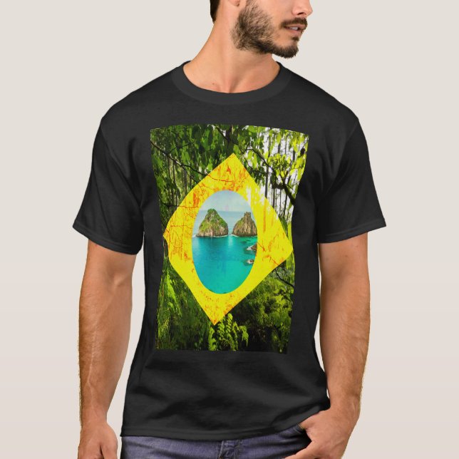Camiseta negra básica del hombre BRASIL (Anverso)