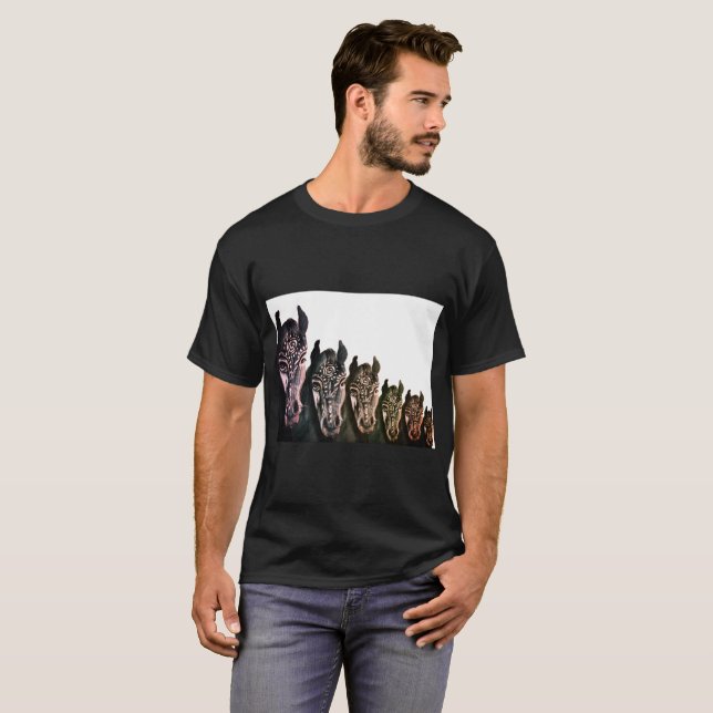 Camiseta negra básica para hombres de caballos, ne (Anverso completo)