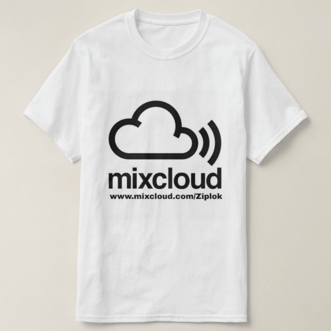 Camiseta negra/blanca de Ziplok - de Mixcloud (Diseño del anverso)