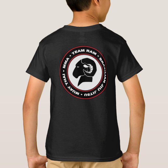 Camiseta negra clásica de Hanes RAM de los niños (Reverso)