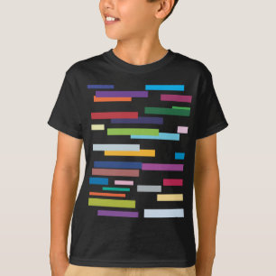 Camiseta negra coloreada de los niños de las rayas