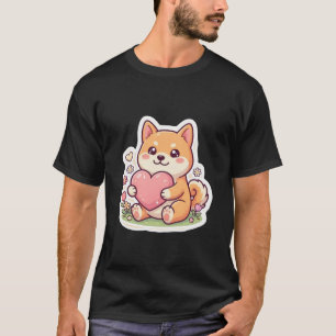 Camiseta negra con corazón de perro Shiba Inu Kawa