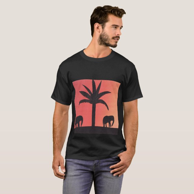 Camiseta negra con diseño de elefante (Anverso completo)