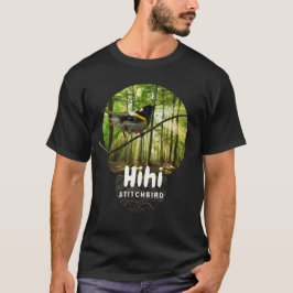 Camiseta negra con diseño de pájaro hihi de Nueva