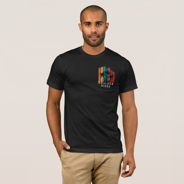 Camiseta negra con diseño de verano (Anverso completo)