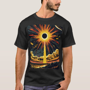 camiseta negra con diseño solar