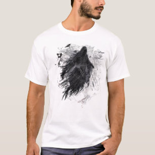 Camiseta negra con espíritu fantasmal y estética o