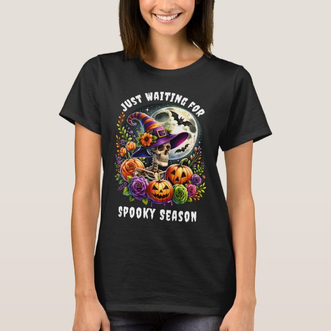 Camiseta negra con esqueleto de Halloween (Anverso)