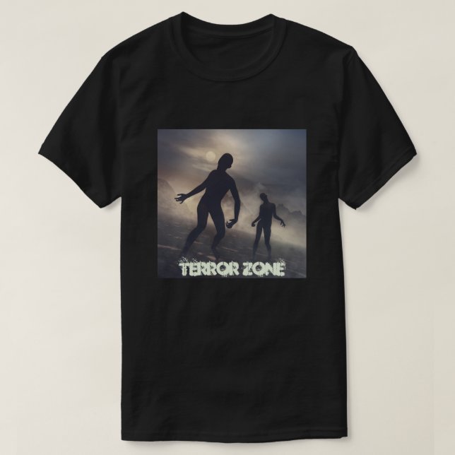 camiseta negra con ilustracion de zombies (Diseño del anverso)