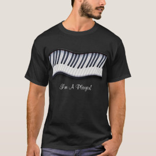 Camiseta negra con las teclas de piano del amante 