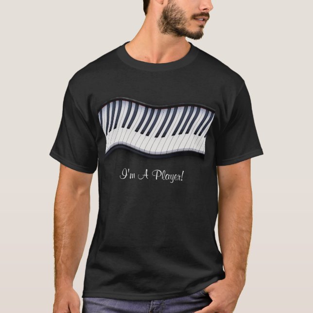 Camiseta negra con las teclas de piano del amante  (Anverso)