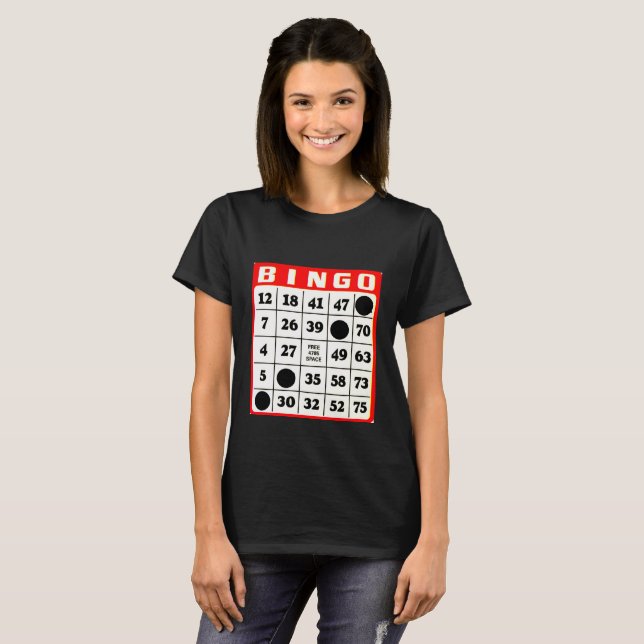 Camiseta negra con tarjeta de bingo (Anverso completo)