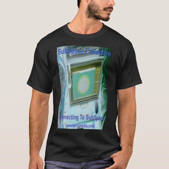 Camiseta negra "Conectando al subespacio" para hom (Anverso)