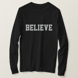 Camiseta negra cristiana Believe para mujeres