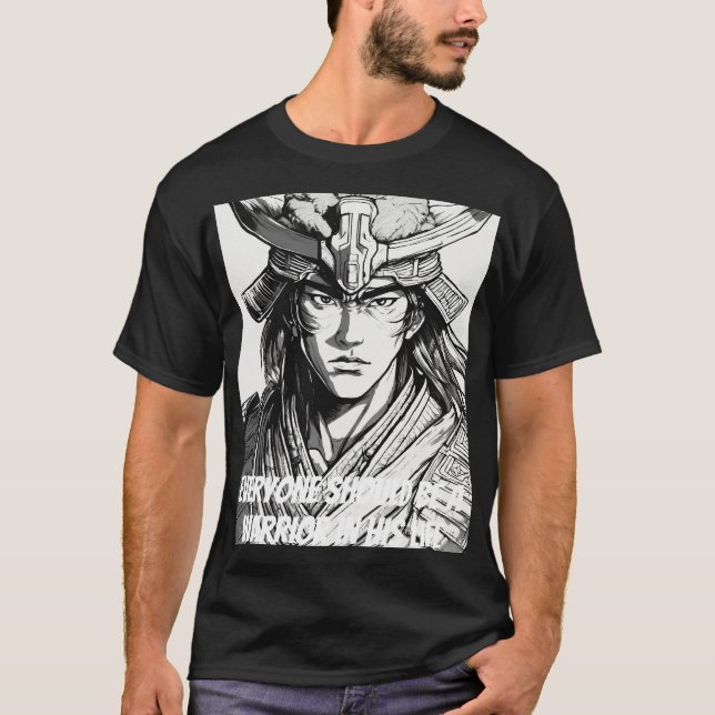 camiseta negra de algodón negro de cuello redondo  (Anverso)