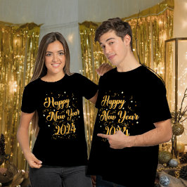 Camiseta negra de Año Nuevo Feliz