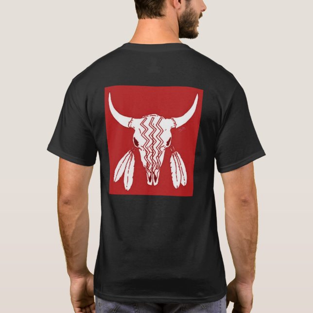 Camiseta negra de Búfalo Fantasma Roja (Reverso)