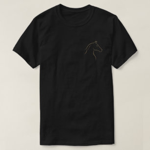 Camiseta negra de caballo dorado minimalista
