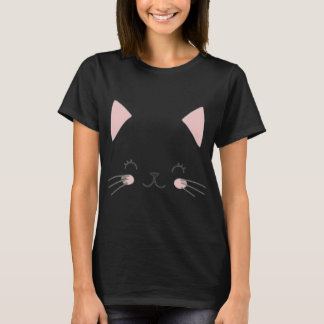 Camiseta negra de cara de gato - Purrfect Casual W