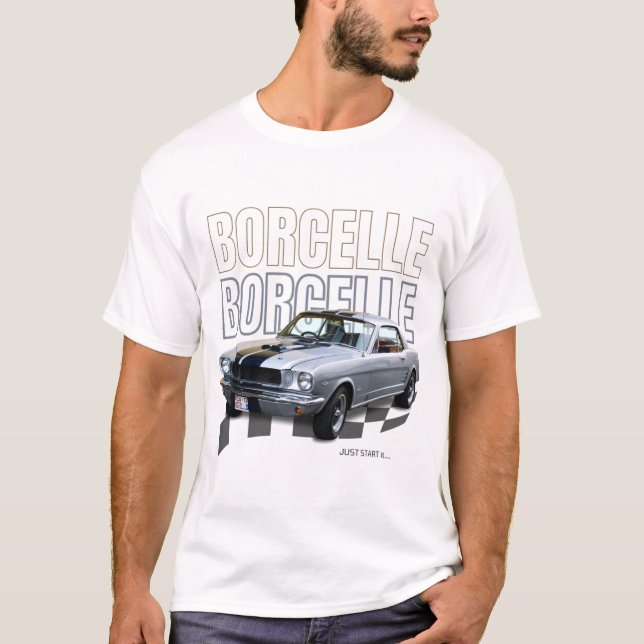 Camiseta negra de coche retro en negrita (Anverso)