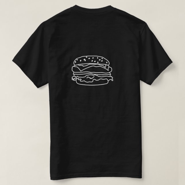 Camiseta negra de contorno de hamburguesa (Reverso del diseño)