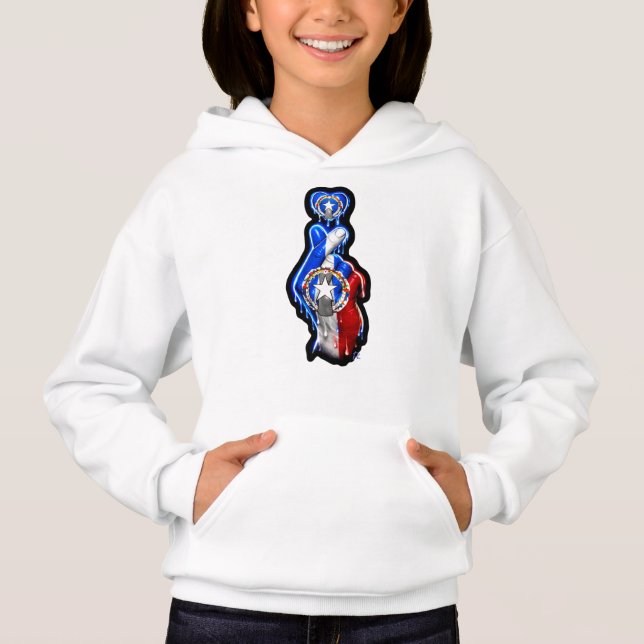 Camiseta negra de dedo corazón de CNMI (Anverso)