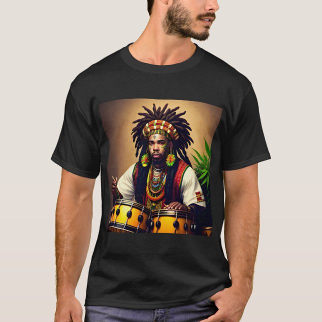 Camiseta negra de diseño africano (Anverso)