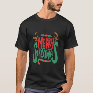 Camiseta negra de diseño navideño
