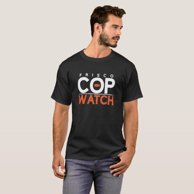 Camiseta negra de FriscoCopwatch (Anverso completo)