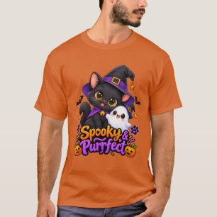 Camiseta negra de gato oscuro de Halloween espeluz