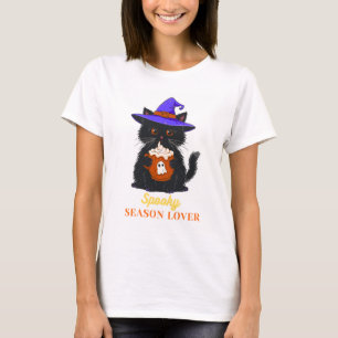 Camiseta negra de gato para amante de la temporada
